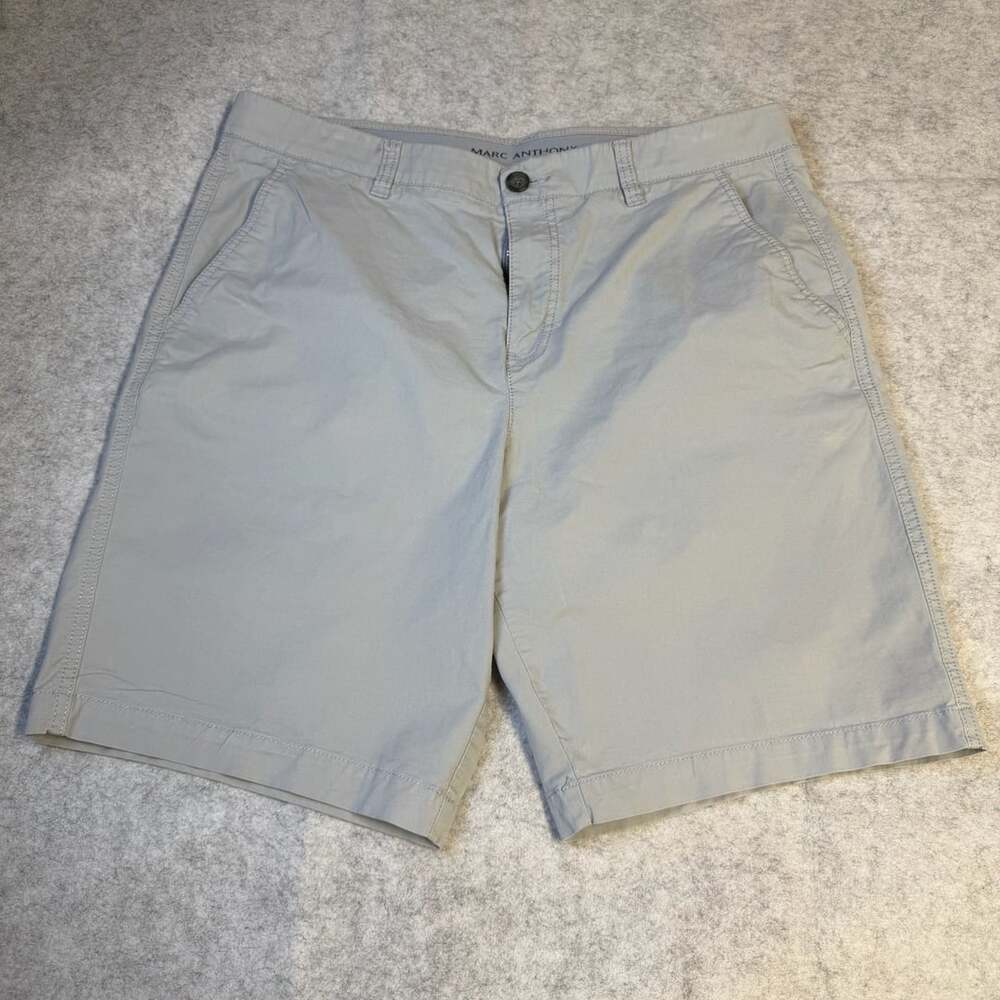 Marc Anthony Chino Shorts Size 36 Gray Cotton Casual Flat Front